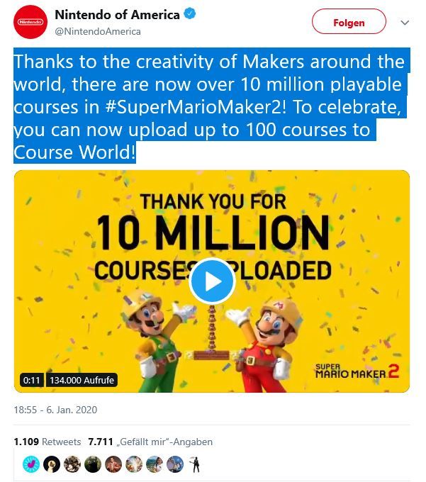 100 Kurse-Upload in Super Mario Maker 2!