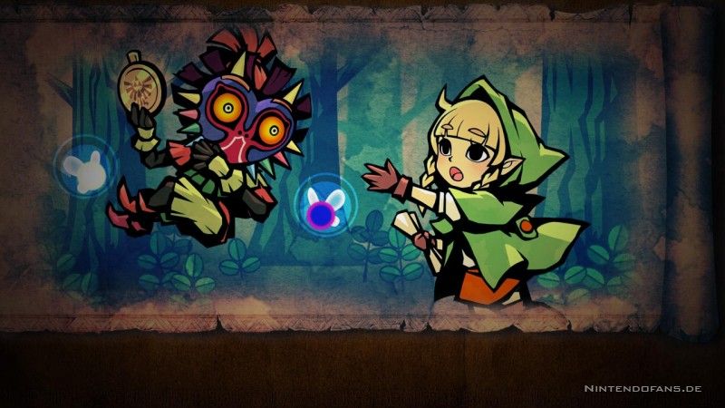 Eine der Background-Story-Sequenzen zu Linkle, die auf Schriftrollen erzählt werden