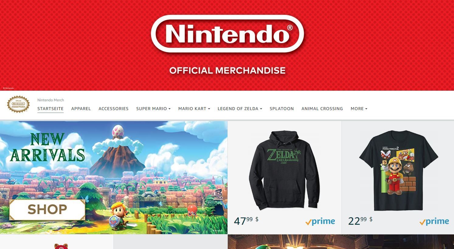Nintendo-Merch jetzt auf Amazon.com erhältlich