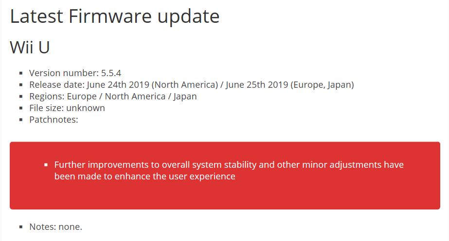 Aktuelles Nintendo Wii U Firmware Update