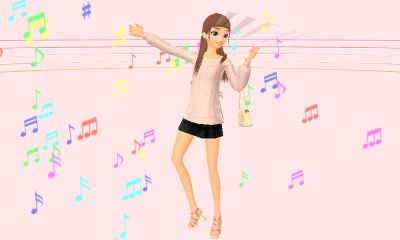 Die Kundin tanzt zu ihrem perfekt passenden mädchenhaften Outfit!