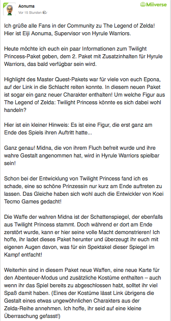 Zweiter DLC von Hyrule Warriors erscheint am 27.11