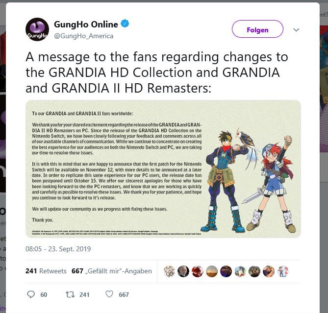 Grandia HD Collection erhält ein Update