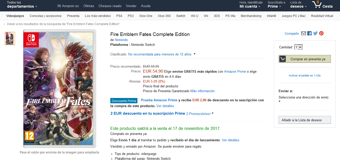 Gerücht: Amazon Spanien listete Fire Emblem Fates: Complete Edition
