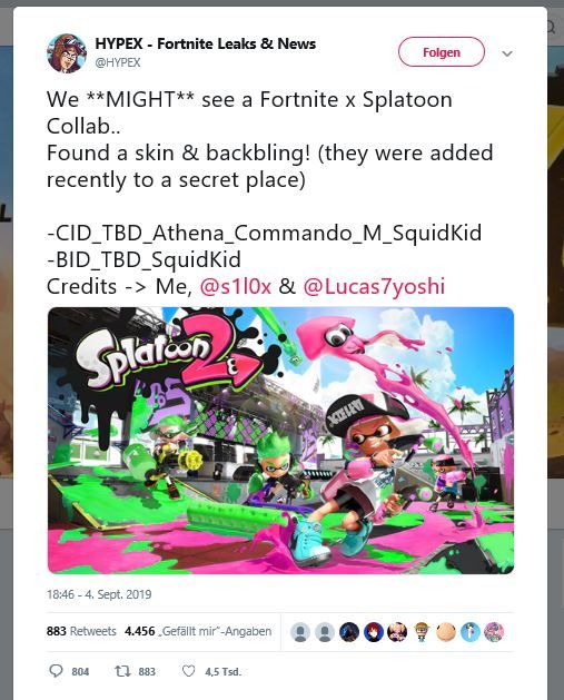 Crossover zwischen Splatoon und Fortnite?