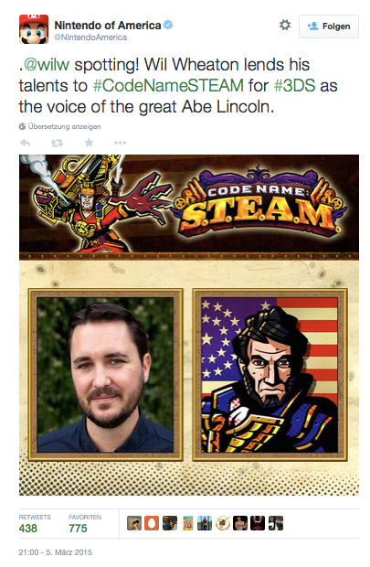 Wil Wheaton spricht Abe Lincoln in Code Name S.T.E.A.M