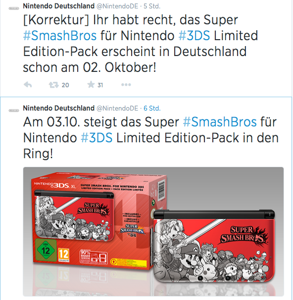 Super Smash Bros. 3DS Bundle und neuer Kämpfer bestätigt