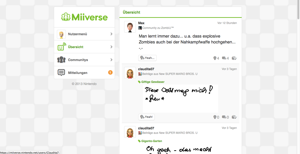 Miiverse - Doppelte Anzahl an Zeichen für Posts
